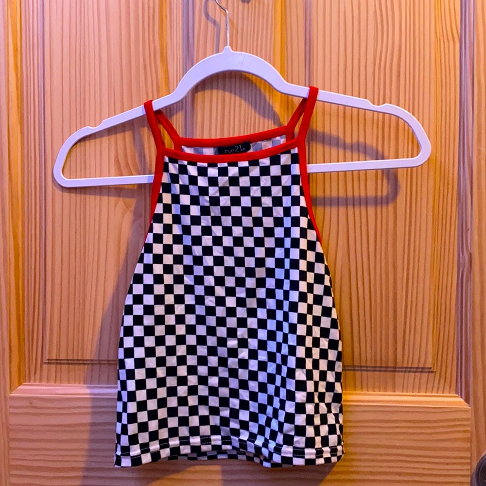 Checkered cropped tank top